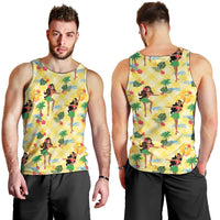 Hawaii Hula Girl Tropical Men Tank Top Yellow Palaka LT01 - Polynesian Pride