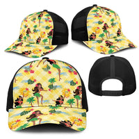 Hawaii Hula Girl Tropical Mesh Trucker Cap Yellow Palaka LT01 - Polynesian Pride