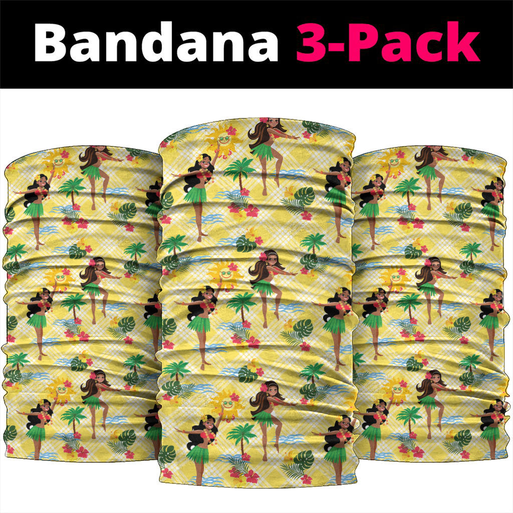 Hawaii Hula Girl Tropical Neck Gaiter Yellow Palaka LT01 package One Size: 25*50cm Yellow - Polynesian Pride