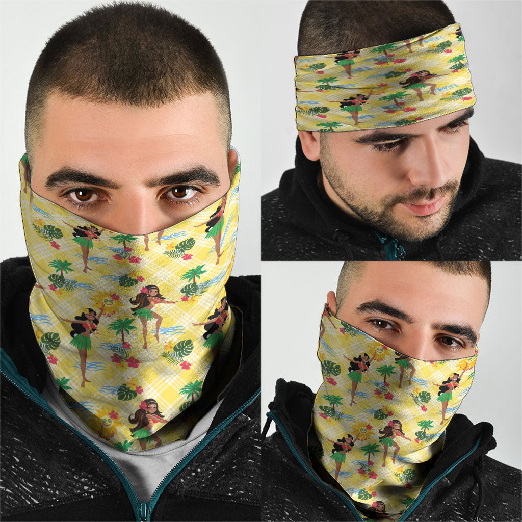 Hawaii Hula Girl Tropical Neck Gaiter Yellow Palaka LT01 - Polynesian Pride