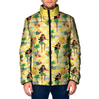 Hawaii Hula Girl Tropical Padded Jacket Yellow Palaka LT01 Men Yellow - Polynesian Pride