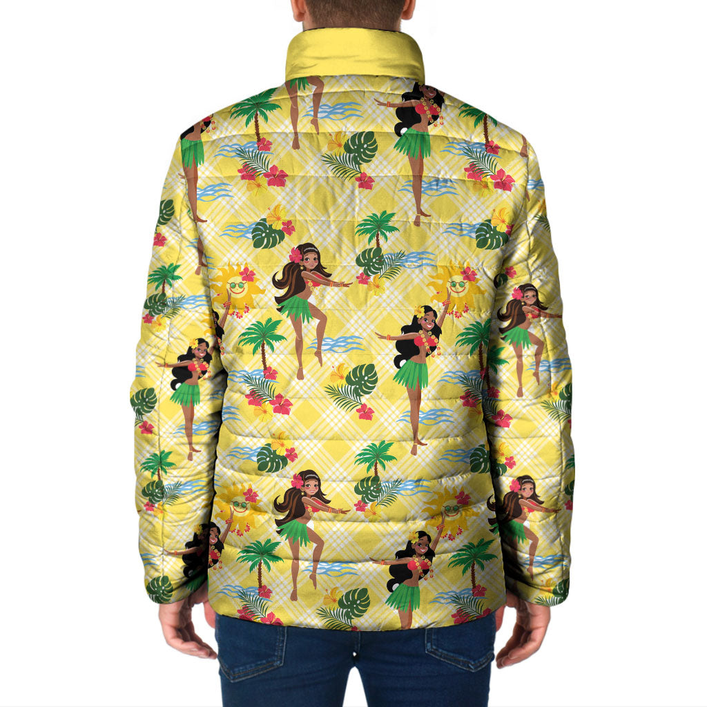 Hawaii Hula Girl Tropical Padded Jacket Yellow Palaka LT01 - Polynesian Pride
