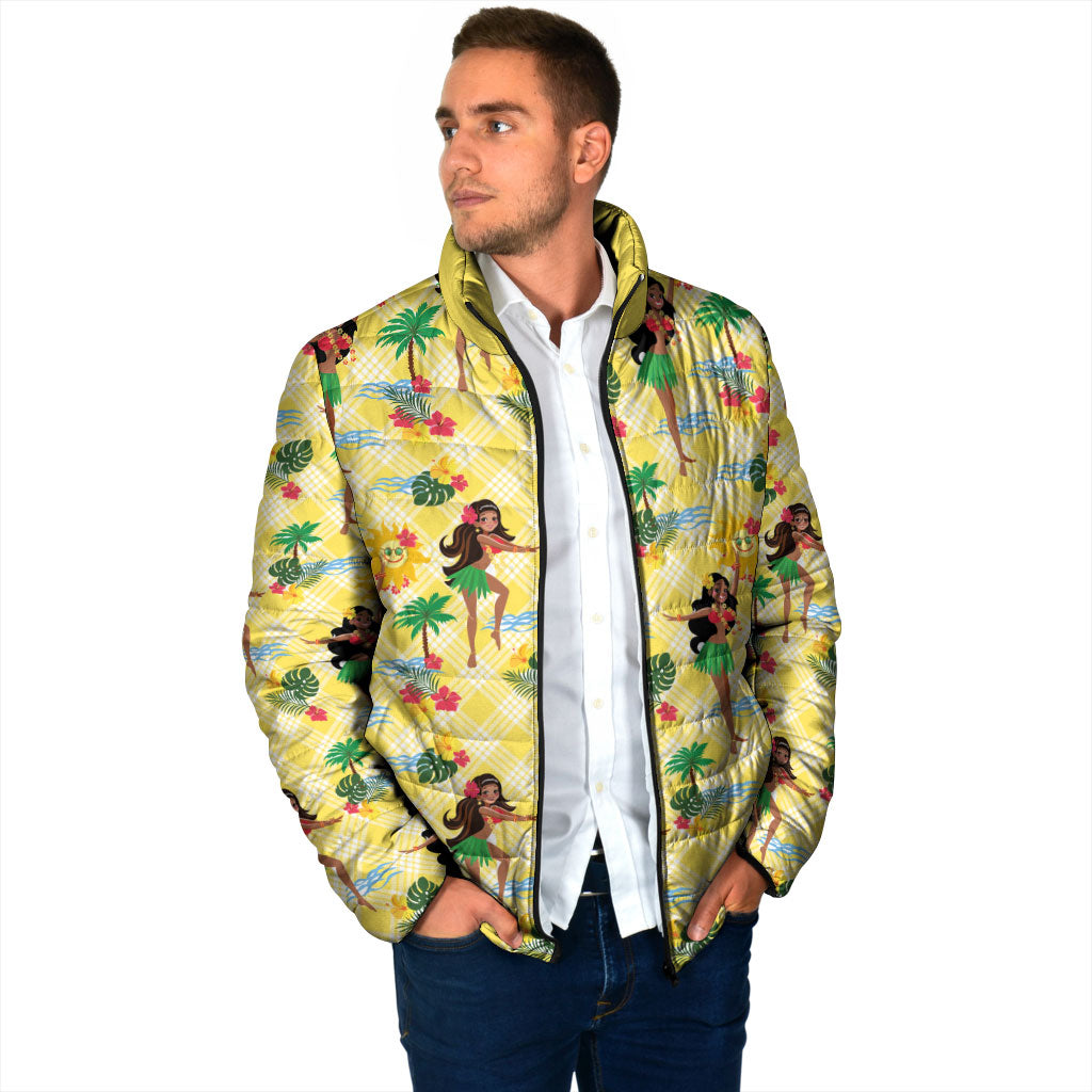 Hawaii Hula Girl Tropical Padded Jacket Yellow Palaka LT01 - Polynesian Pride