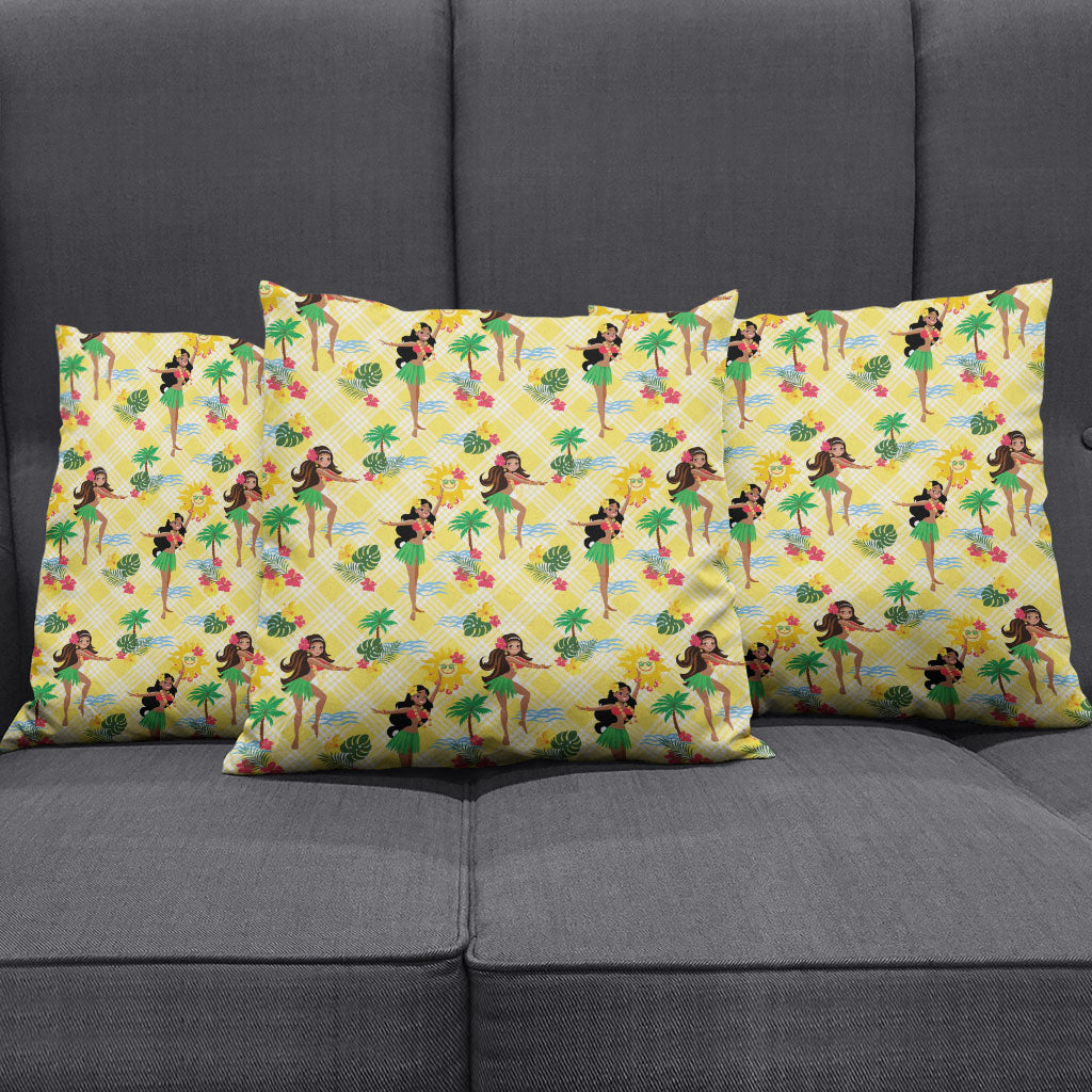 Hawaii Hula Girl Tropical Pillow Cover Yellow Palaka LT01 - Polynesian Pride