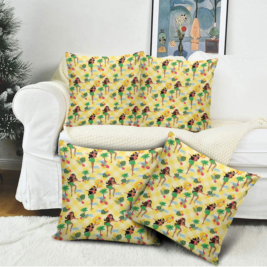 Hawaii Hula Girl Tropical Pillow Cover Yellow Palaka LT01 - Polynesian Pride