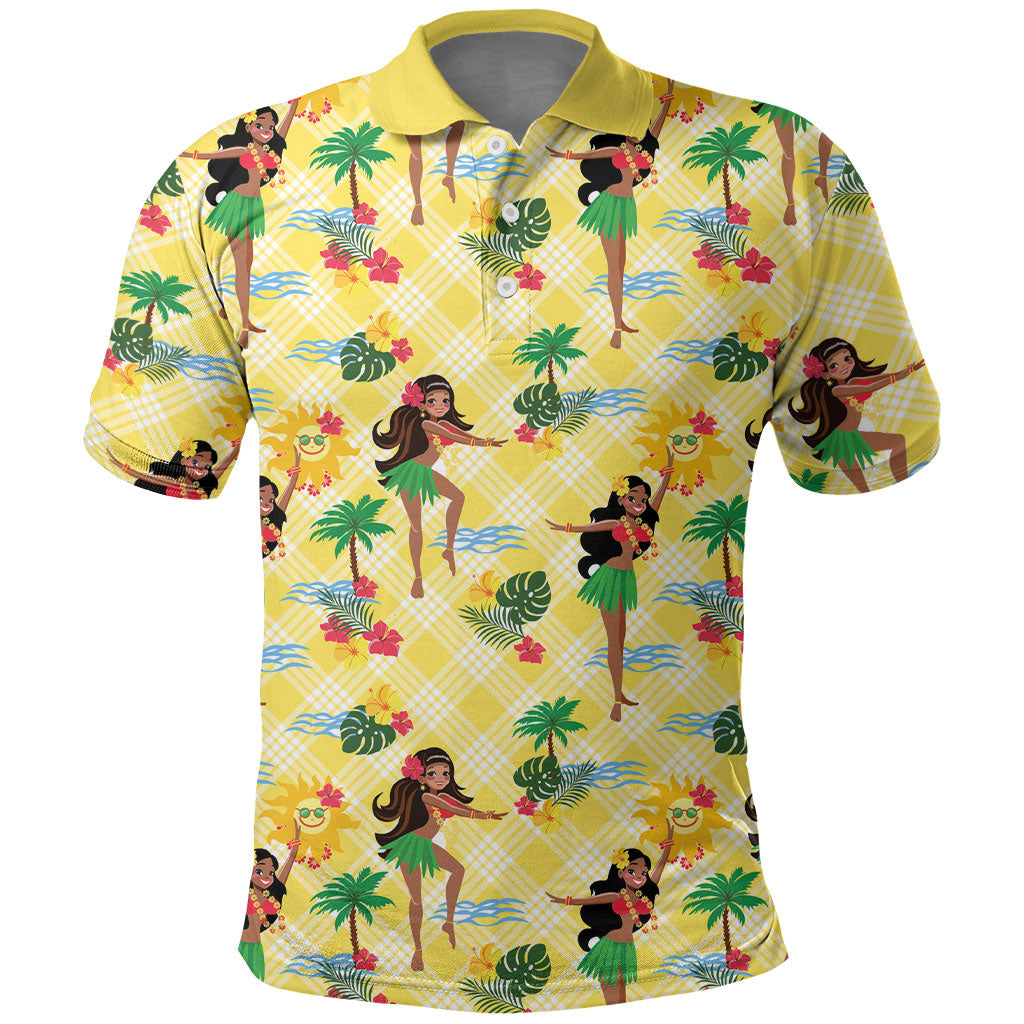 Hawaii Hula Girl Tropical Polo Shirt Yellow Palaka LT01 Yellow - Polynesian Pride