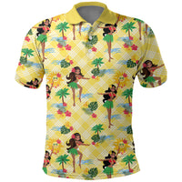 Hawaii Hula Girl Tropical Polo Shirt Yellow Palaka LT01 Yellow - Polynesian Pride