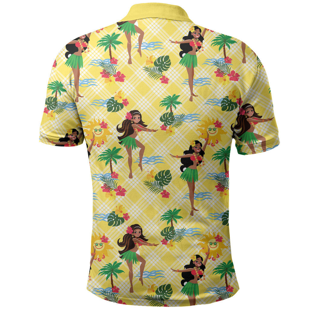 Hawaii Hula Girl Tropical Polo Shirt Yellow Palaka LT01 - Polynesian Pride