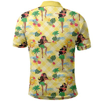 Hawaii Hula Girl Tropical Polo Shirt Yellow Palaka LT01 - Polynesian Pride