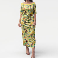 Hawaii Hula Girl Tropical Puletasi Yellow Palaka LT01 Long Dress Yellow - Polynesian Pride