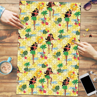 Hawaii Hula Girl Tropical Puzzle Yellow Palaka LT01 Yellow - Polynesian Pride