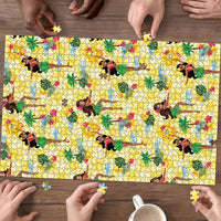 Hawaii Hula Girl Tropical Puzzle Yellow Palaka LT01 - Polynesian Pride