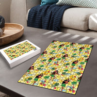 Hawaii Hula Girl Tropical Puzzle Yellow Palaka LT01 - Polynesian Pride