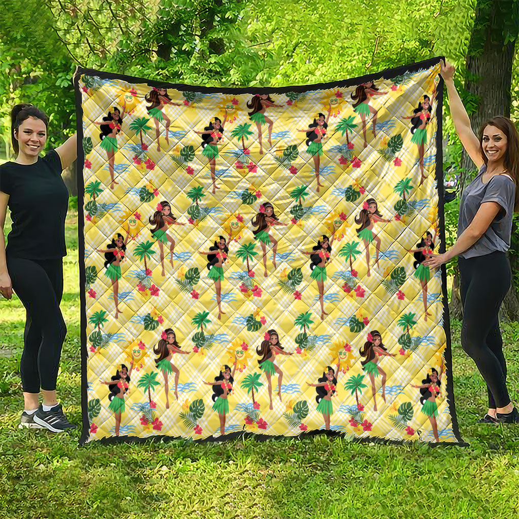Hawaii Hula Girl Tropical Quilt Yellow Palaka LT01 - Polynesian Pride