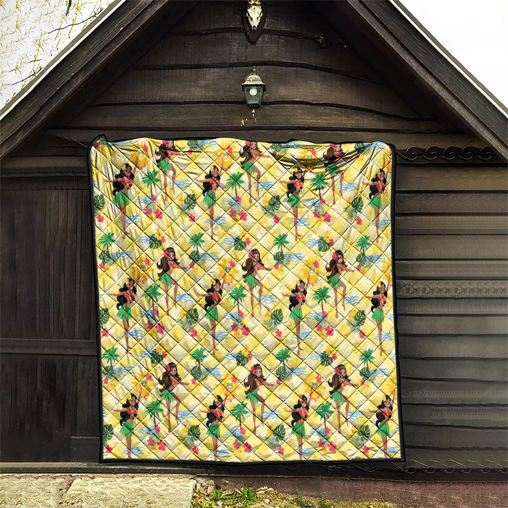 Hawaii Hula Girl Tropical Quilt Yellow Palaka LT01 - Polynesian Pride