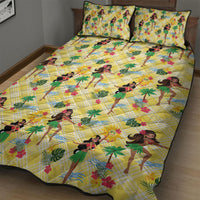 Hawaii Hula Girl Tropical Quilt Bed Set Yellow Palaka LT01 - Polynesian Pride