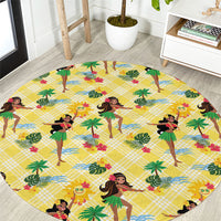 Hawaii Hula Girl Tropical Round Carpet Yellow Palaka LT01 Yellow - Polynesian Pride