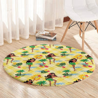 Hawaii Hula Girl Tropical Round Carpet Yellow Palaka LT01 - Polynesian Pride
