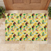 Hawaii Hula Girl Tropical Rubber Doormat Yellow Palaka LT01 Yellow - Polynesian Pride