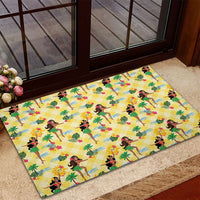 Hawaii Hula Girl Tropical Rubber Doormat Yellow Palaka LT01 - Polynesian Pride