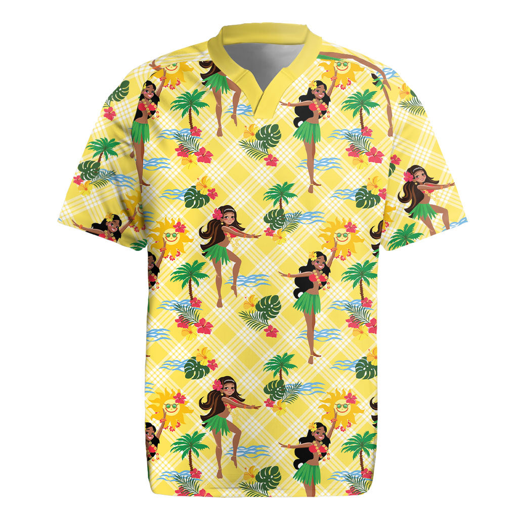 Hawaii Hula Girl Tropical Rugby Jersey Yellow Palaka LT01 Yellow - Polynesian Pride