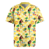 Hawaii Hula Girl Tropical Rugby Jersey Yellow Palaka LT01 Yellow - Polynesian Pride