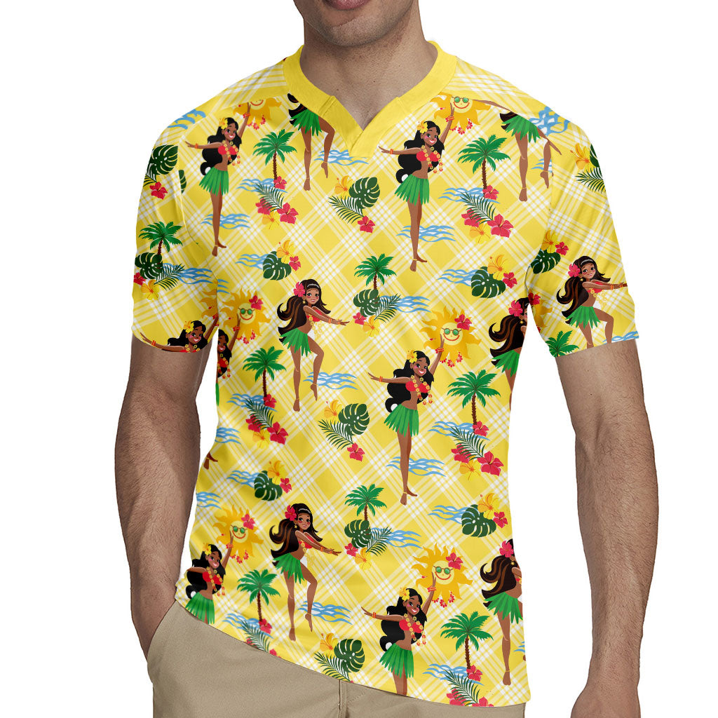 Hawaii Hula Girl Tropical Rugby Jersey Yellow Palaka LT01 - Polynesian Pride