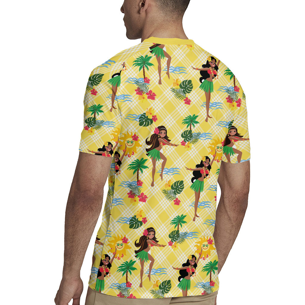 Hawaii Hula Girl Tropical Rugby Jersey Yellow Palaka LT01 - Polynesian Pride