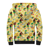 Hawaii Hula Girl Tropical Sherpa Hoodie Yellow Palaka LT01 - Polynesian Pride