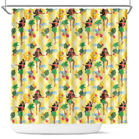 Hawaii Hula Girl Tropical Shower Curtain Yellow Palaka LT01 Yellow - Polynesian Pride