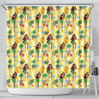 Hawaii Hula Girl Tropical Shower Curtain Yellow Palaka LT01 - Polynesian Pride