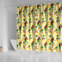 Hawaii Hula Girl Tropical Shower Curtain Yellow Palaka LT01 - Polynesian Pride