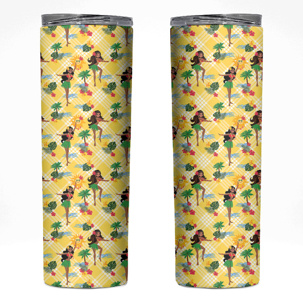 Hawaii Hula Girl Tropical Skinny Tumbler Yellow Palaka LT01 Yellow - Polynesian Pride