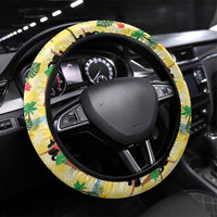 Hawaii Hula Girl Tropical Steering Wheel Cover Yellow Palaka LT01 Universal Fit Yellow - Polynesian Pride