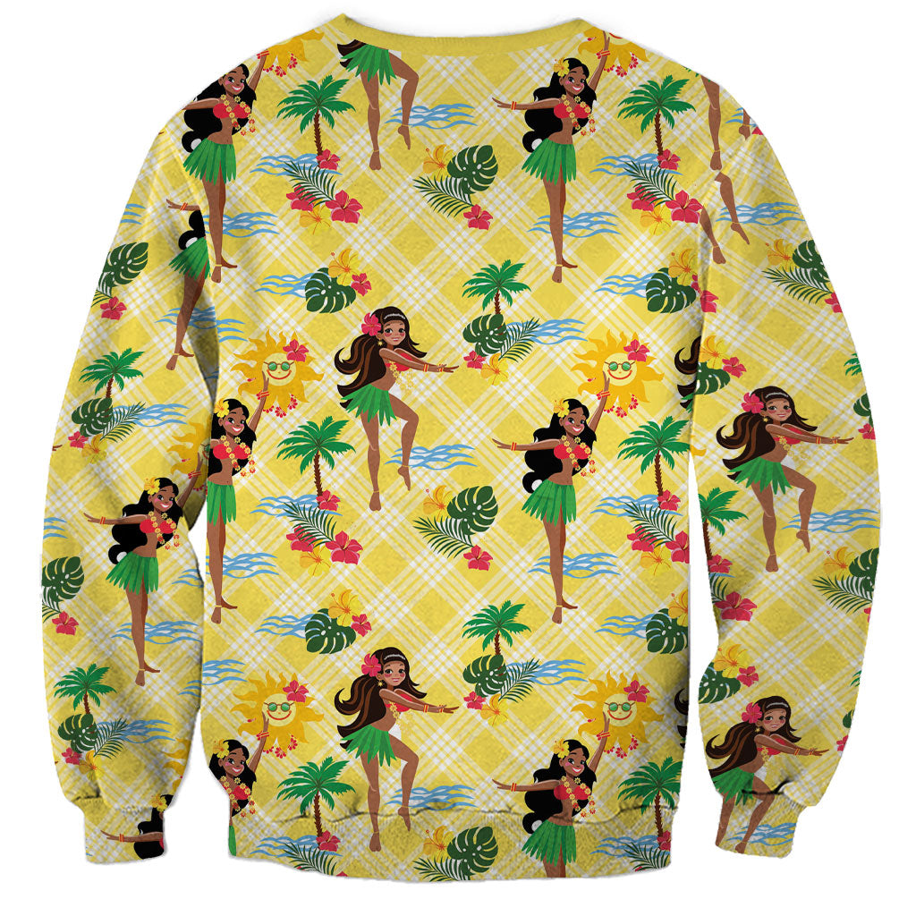 Hawaii Hula Girl Tropical Sweatshirt Yellow Palaka LT01 - Polynesian Pride
