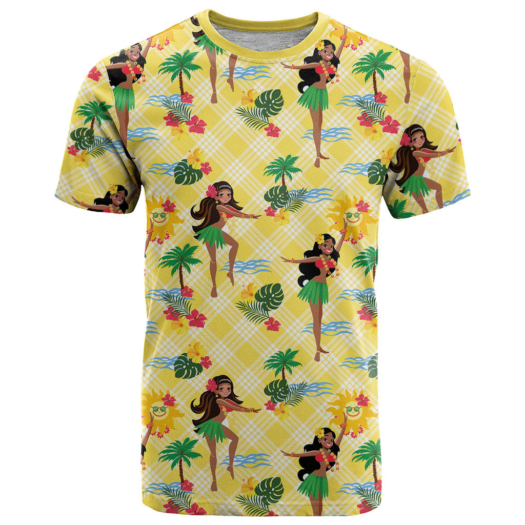 Hawaii Hula Girl Tropical T Shirt Yellow Palaka LT01 Yellow - Polynesian Pride