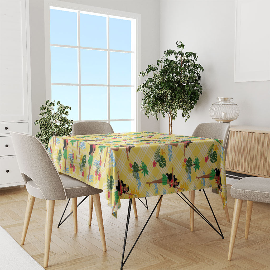 Hawaii Hula Girl Tropical Tablecloth Yellow Palaka LT01 - Polynesian Pride