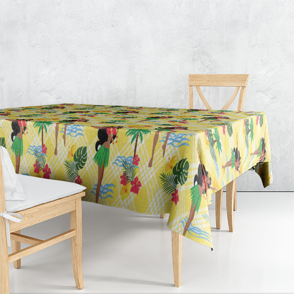 Hawaii Hula Girl Tropical Tablecloth Yellow Palaka LT01 - Polynesian Pride