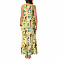 Hawaii Hula Girl Tropical Tank Maxi Dress Yellow Palaka LT01 - Polynesian Pride