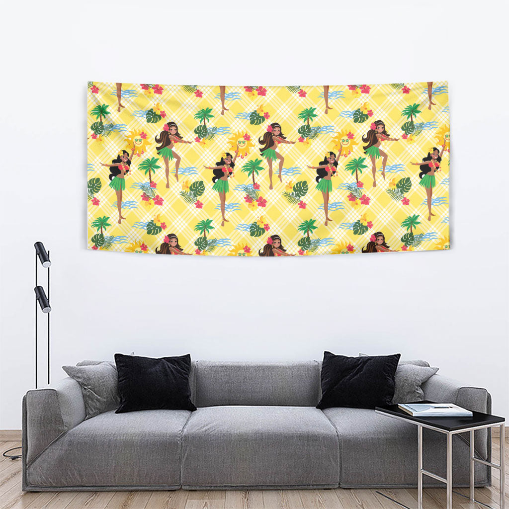 Hawaii Hula Girl Tropical Tapestry Yellow Palaka LT01 - Polynesian Pride