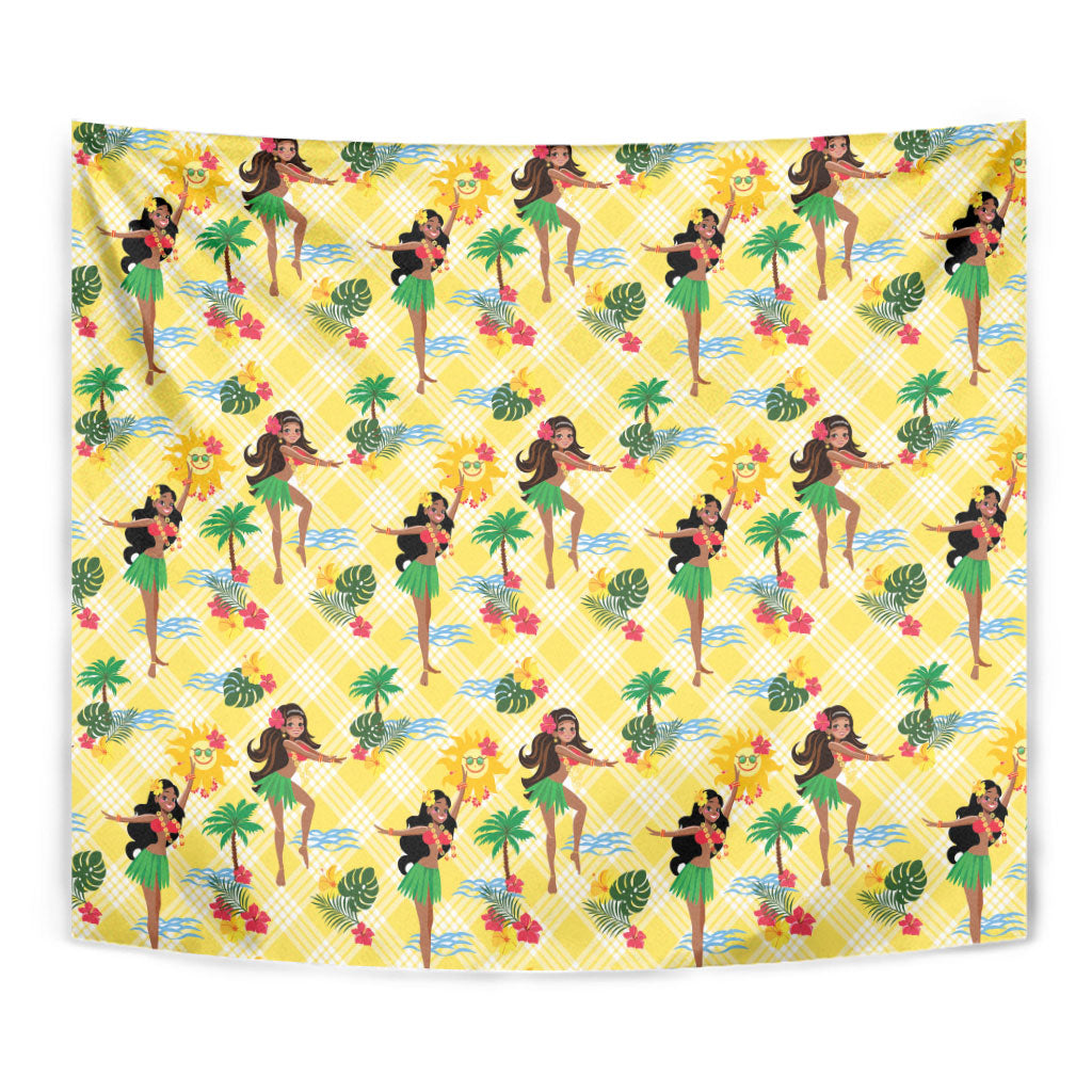 Hawaii Hula Girl Tropical Tapestry Yellow Palaka LT01 - Polynesian Pride