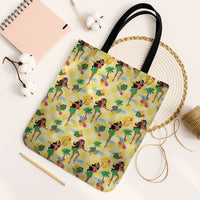 Hawaii Hula Girl Tropical Tote Bag Yellow Palaka LT01 Black Strap One Size Yellow - Polynesian Pride