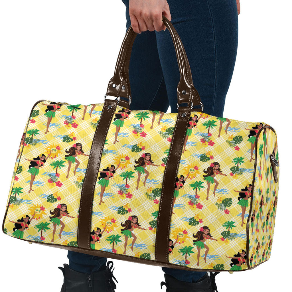 Hawaii Hula Girl Tropical Travel Bag Yellow Palaka LT01 - Polynesian Pride