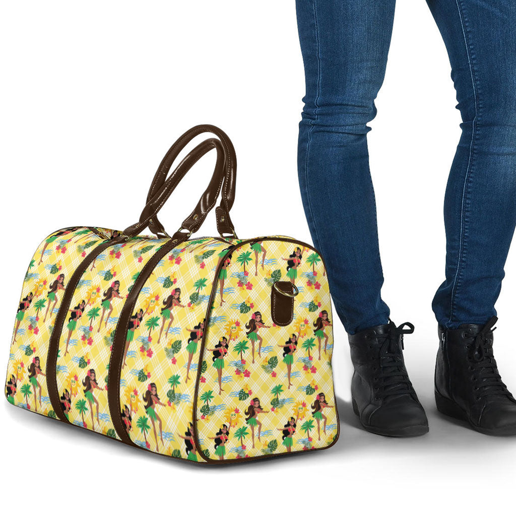 Hawaii Hula Girl Tropical Travel Bag Yellow Palaka LT01 - Polynesian Pride