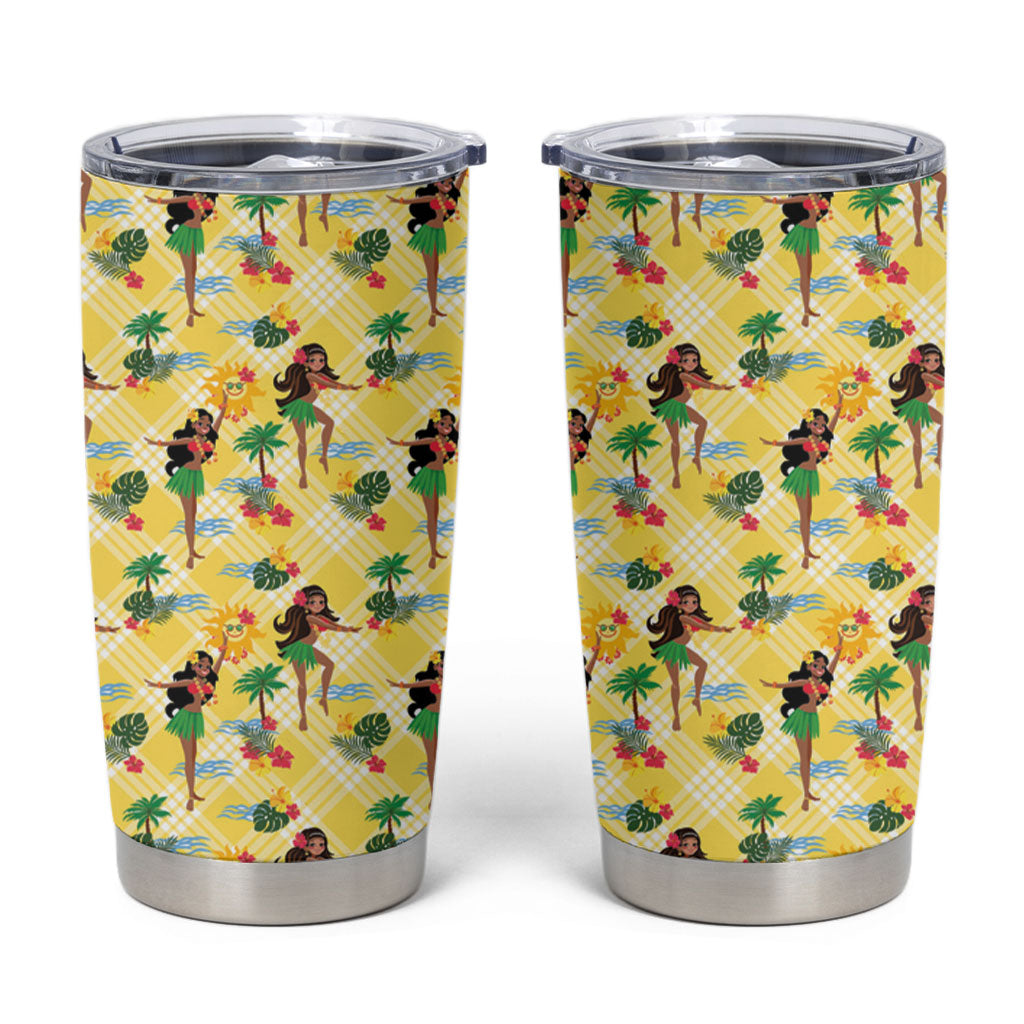 Hawaii Hula Girl Tropical Tumbler Cup Yellow Palaka LT01 Yellow - Polynesian Pride