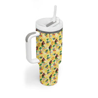 Hawaii Hula Girl Tropical Tumbler With Handle Yellow Palaka LT01 - Polynesian Pride