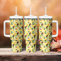 Hawaii Hula Girl Tropical Tumbler With Handle Yellow Palaka LT01 - Polynesian Pride