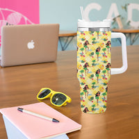 Hawaii Hula Girl Tropical Tumbler With Handle Yellow Palaka LT01 - Polynesian Pride