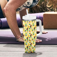 Hawaii Hula Girl Tropical Tumbler With Handle Yellow Palaka LT01 - Polynesian Pride