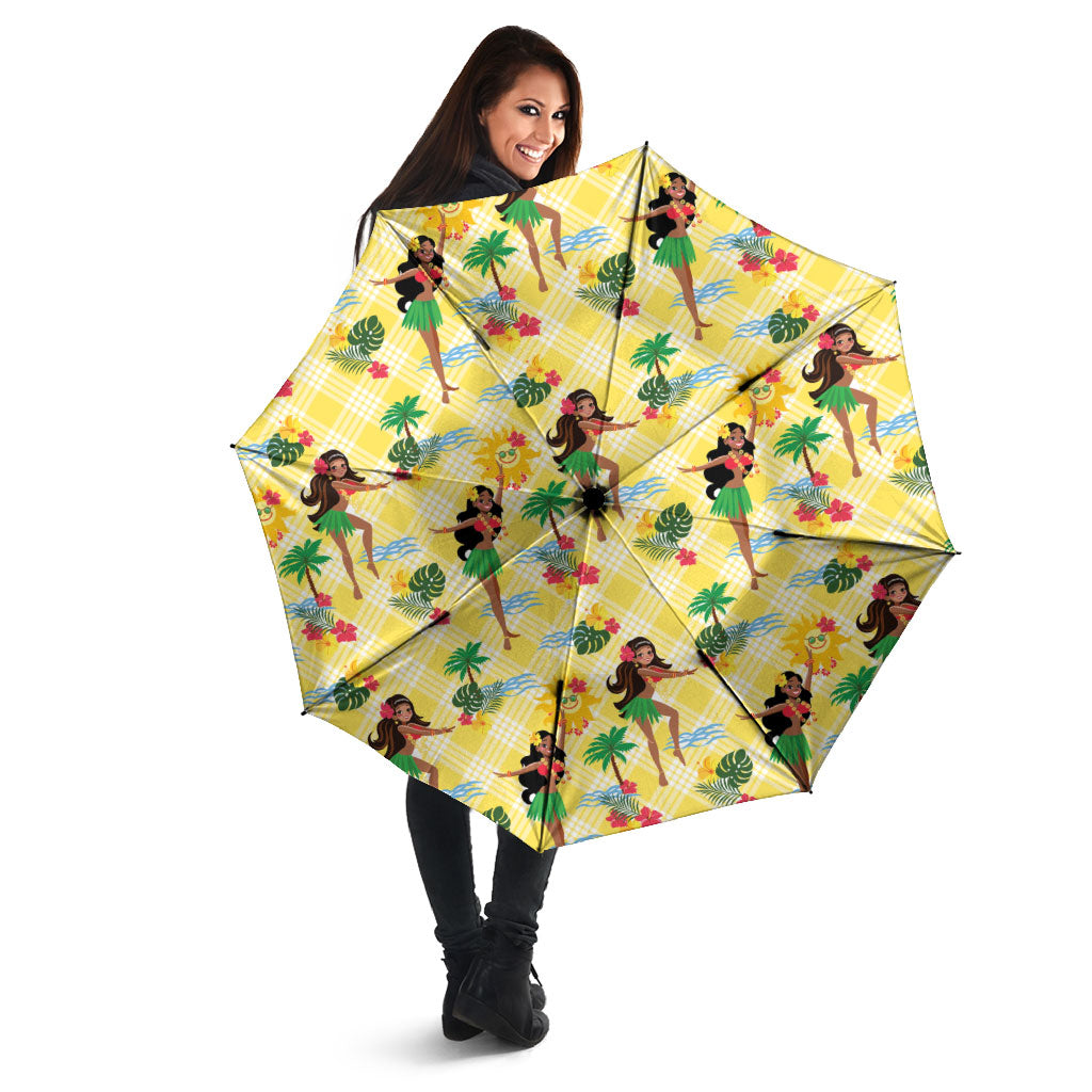 Hawaii Hula Girl Tropical Umbrella Yellow Palaka LT01 - Polynesian Pride
